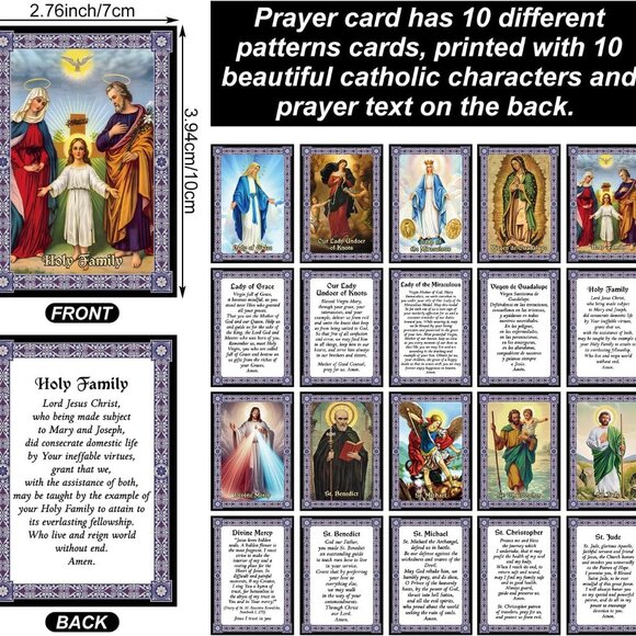 Catholic Prayer Cards Set with Medals Charms Religious Gifts for Women Men - Picture 4 of 6